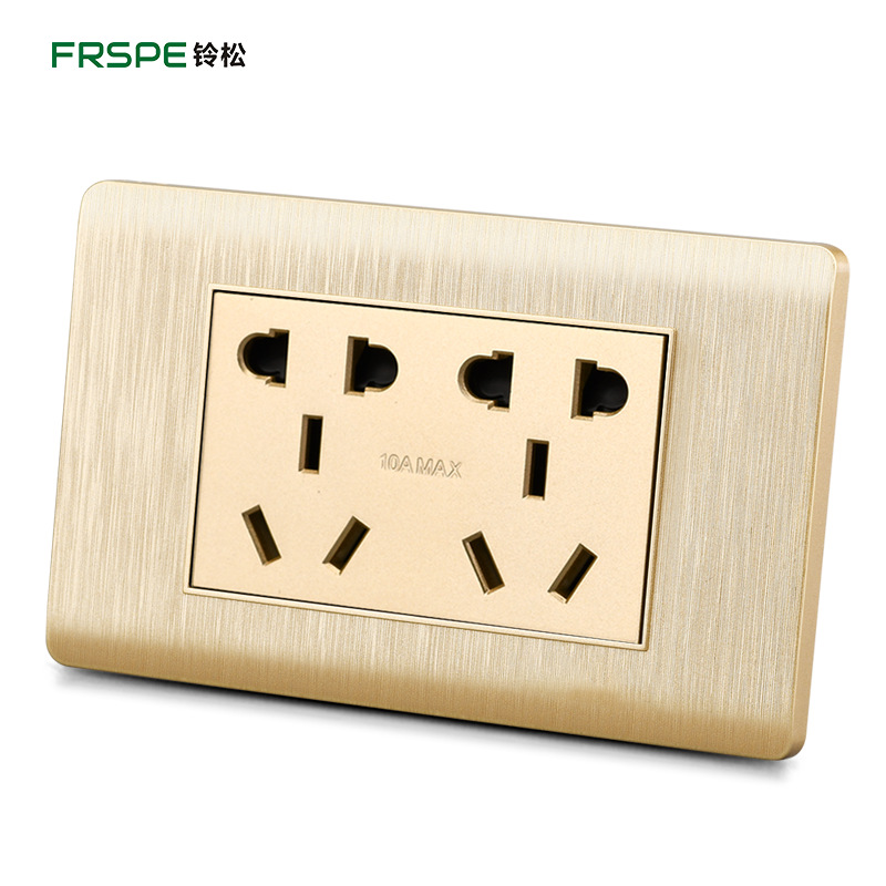 10-hole socket 118 tipo interruptor de pared socket cepillado Golden Bell Pine socket Panel De fábrica al por mayor