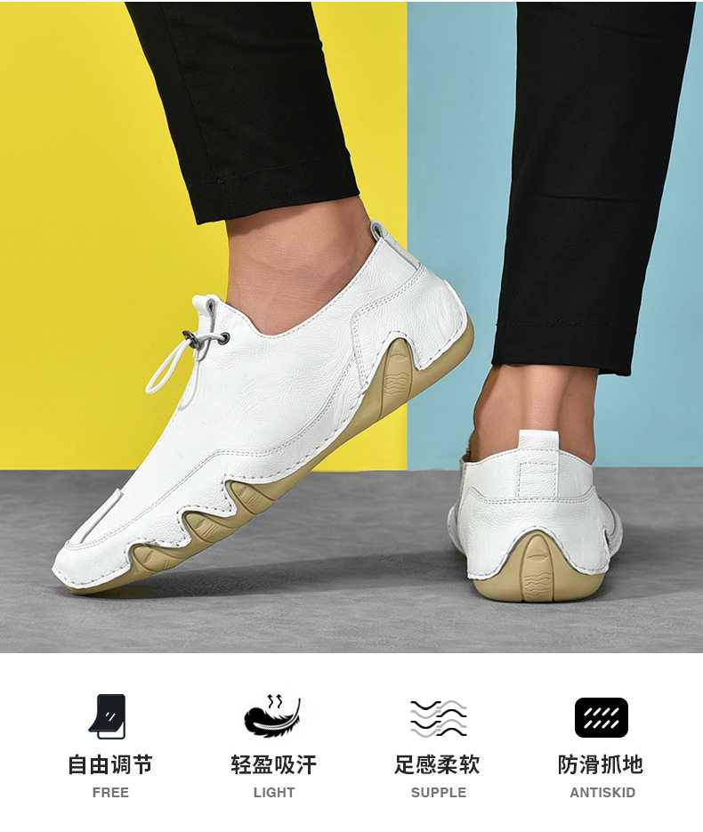 Giày sneaker nam da thật cỡ lớn, giày trắng mềm mũi tròn, gót thấp 1-3 cm — K2082 màu kaki, K2082 màu trắng, K2082 màu xám, K2082 màu đen chi tiết 17