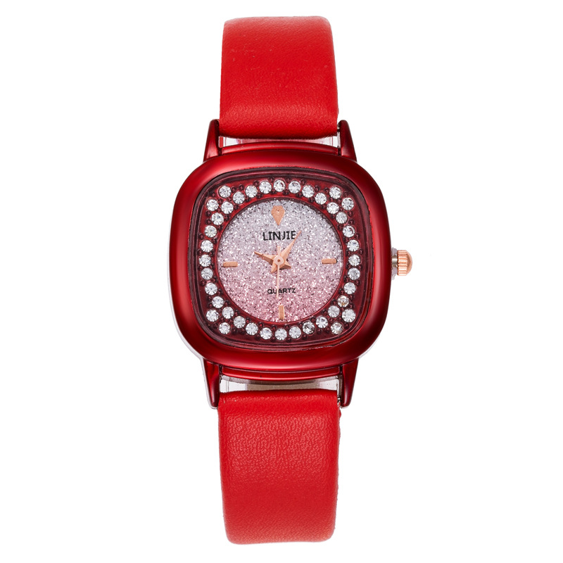 2024 High end fashionable studded women's belt watch, simple and casual full diamond face quartz watch for female students_voghion.com