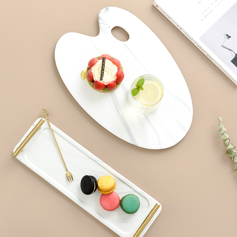 Nórdico creativo restaurante sushi placa de cerámica estilo de lujo de oro de mármol bandeja desayuno en casa postre placa