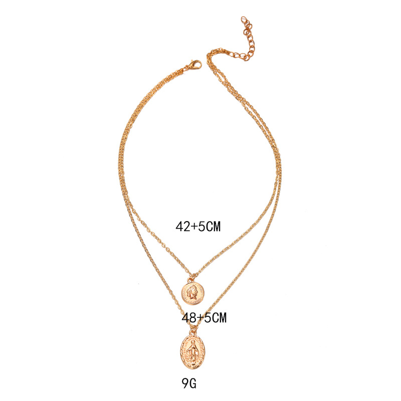 New Double-layer Pendant Metal Imple Alloy Clavicle Chain Necklace For Women display picture 1