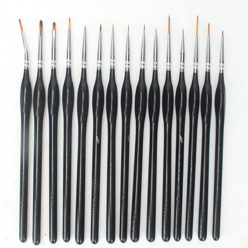 Cross-border wholesale a variety of 12 thick and thin brush set watercolor oil brush water chalk nylon nail art hook pen