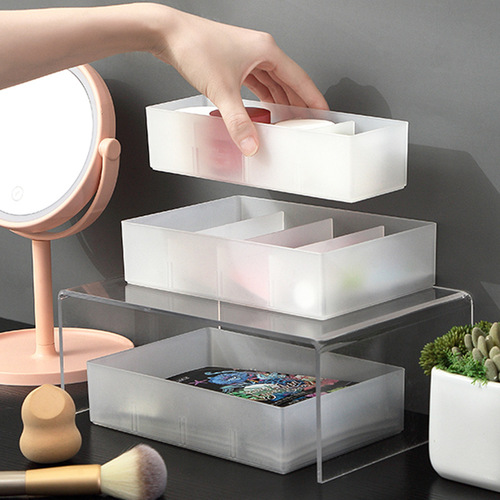 Translucent drawer storage box with partitions, adjustable, combinable storage box, stackable office partition organizer