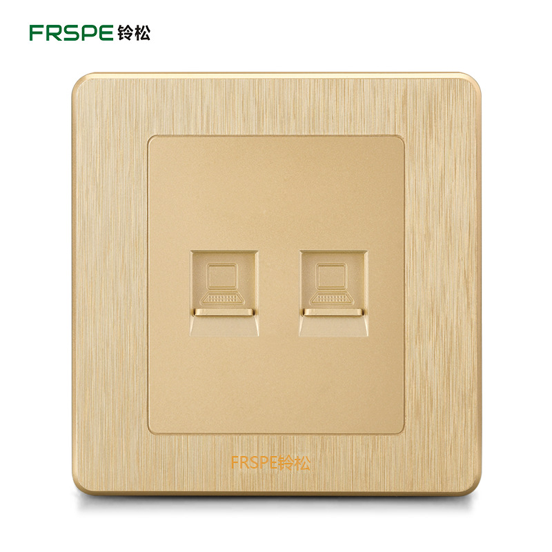 Panel de pared champán oro socket 86 tipo doble AMP interfaz ordenador de una sola pieza socket Panel De fábrica al por mayor