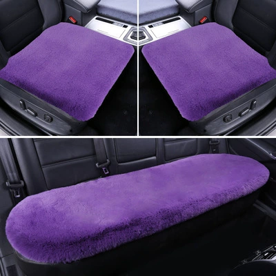 Car Seat Cushion Imitation Rabbit Fur Wool pad - violet-three-piece-set