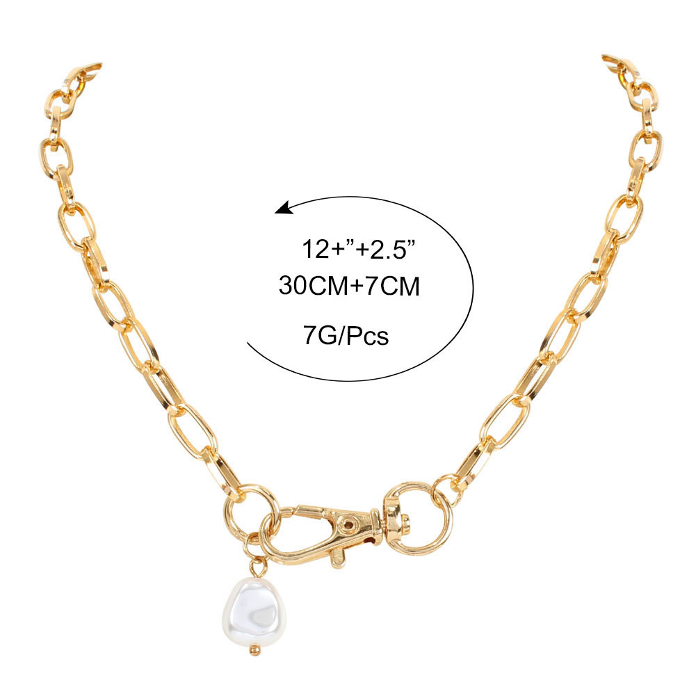 Golden Box Chain Pearl Pendant Necklace display picture 1