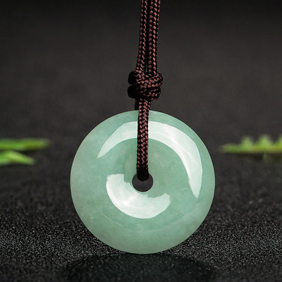 天然缅甸A货翡翠玉平安扣吊坠油豆冰种玉石玉佩挂件四会玉器批发|ru