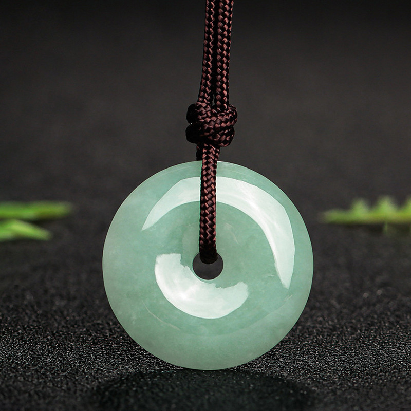 天然缅甸A货翡翠玉平安扣吊坠油豆冰种玉石玉佩挂件四会玉器批发|ru