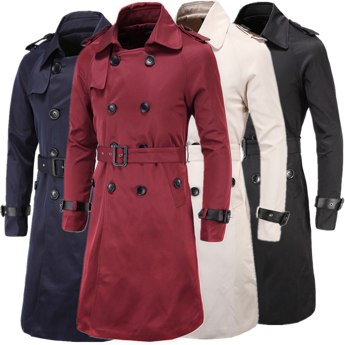 Ropa de hombre de moda 2020 boutique de primavera europea y americana larga delgada gabardina de doble botonadura abrigo de hombre D019
