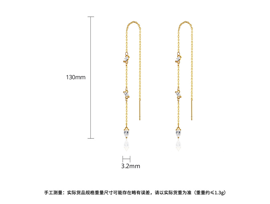 Copper Inlaid Zircon Long Earrings display picture 6