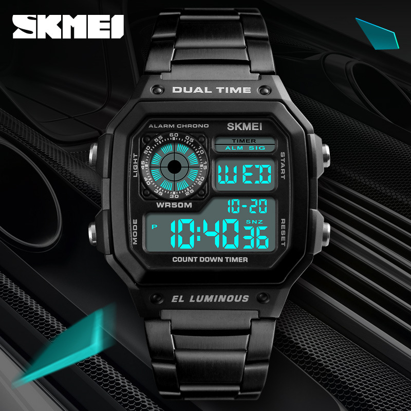 SKMEI 1335 hombres de moda reloj deportivo electrónico impermeable aleación reloj casual reloj estudiante