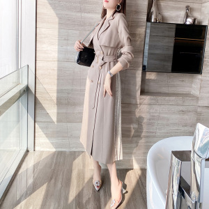 秋季新款女装2020年长款大气质修身名媛流行风衣过膝外套女2131