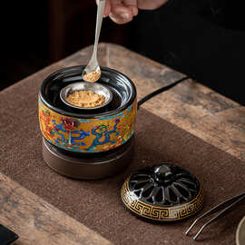 跨境珐琅电子香薰炉香粉香精定时调温加热电薰炉精油香炉家居摆件