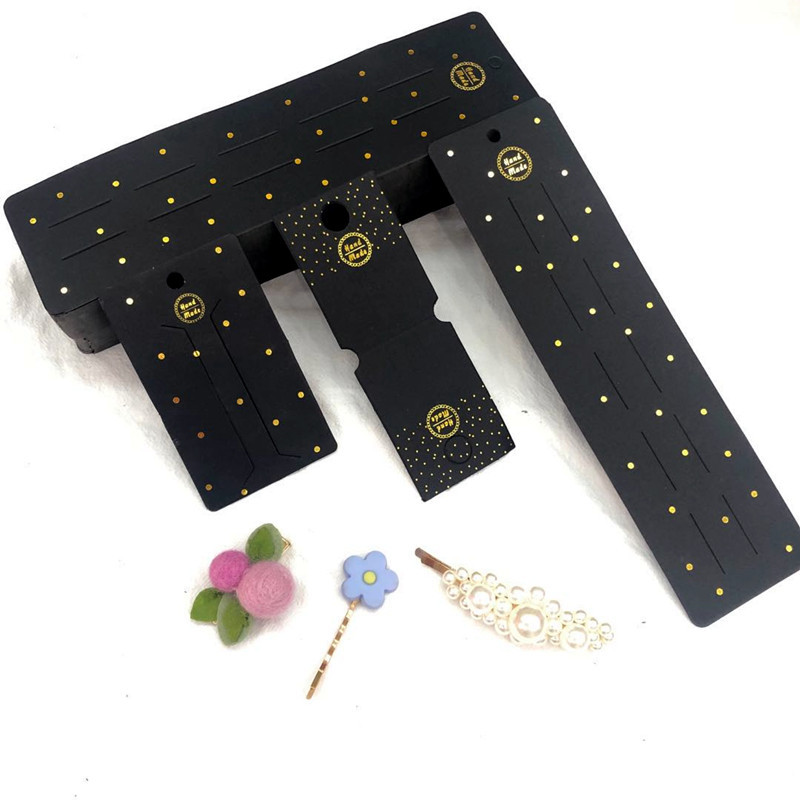 DIY发夹发圈卡片吊卡纸卡烫金儿童日系简约皮圈套装发夹包装袋