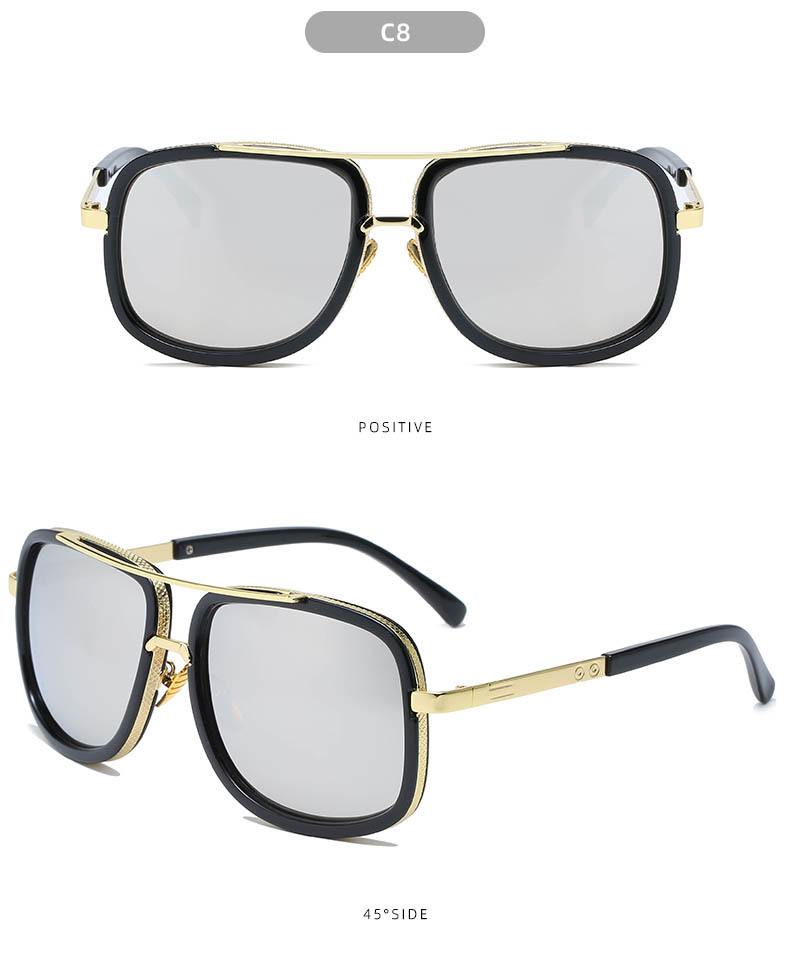 Large Frame Sunglasses For Men Double Beam Trendy Street Style_voghion.com