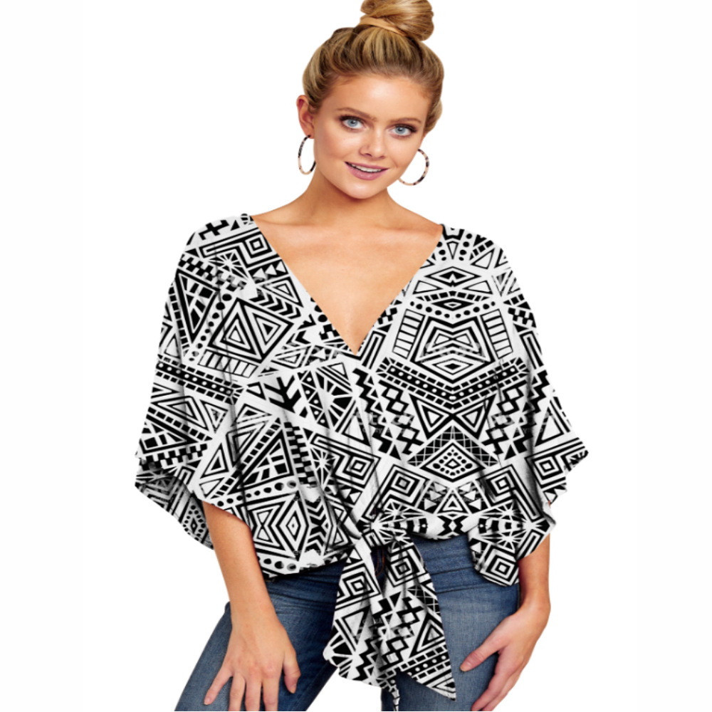 Women's Blouse Half Sleeve Blouses Elegant Printing Color Block display picture 90