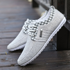 2023 Autumn Old Beijing Cloth Shoes Linen Breathable Casual Shoes Korean Style Men's Beanie Shoes Versatile Low-top Sneakers