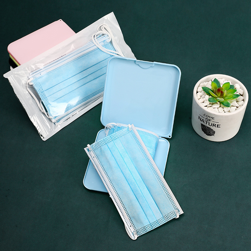 口罩收纳盒学生存放口罩盒子现货便携式防尘正方形口罩收纳盒