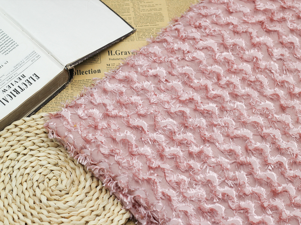 波流蘇亮糸カット花縞生地シフォン生地春夏女装上着ワンピースファッション生地