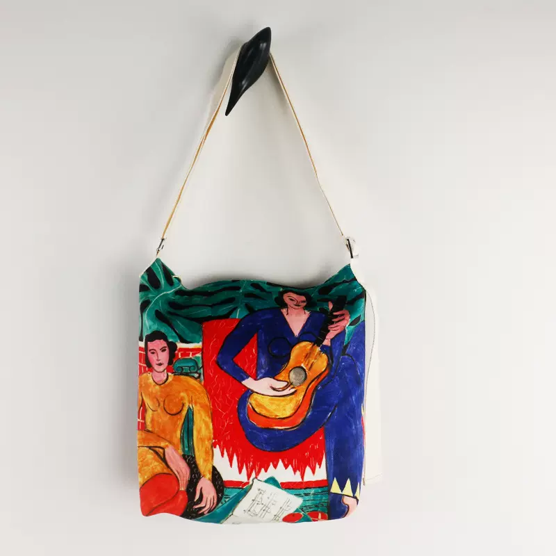 野兽派画家马蒂斯油画帆布斜跨包ins潮流个性大容量男女通用背包