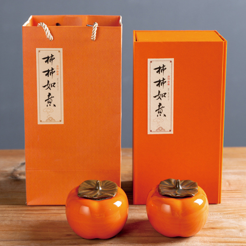 Peach Blossom Tea Can Portable Tea Storage Can Peach Blossom Sealing Can Jingdezhen Ceramic Wedding Gift Logo Wholesale