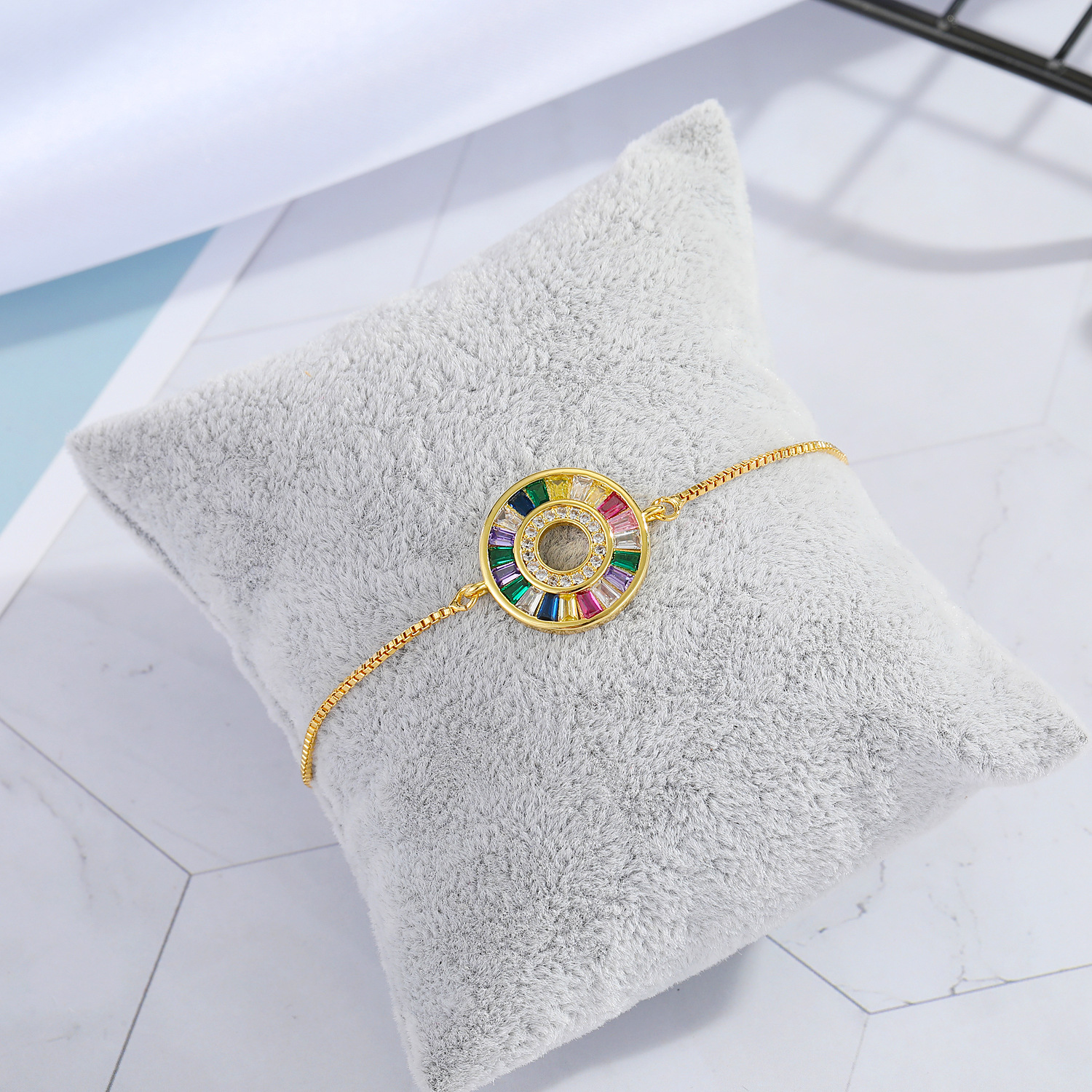 Foreign Trade New Colorful Zircon Eye Bracelet Brazilian Style Religious Personality Simple Multi-color Adjustable Bracelet display picture 9