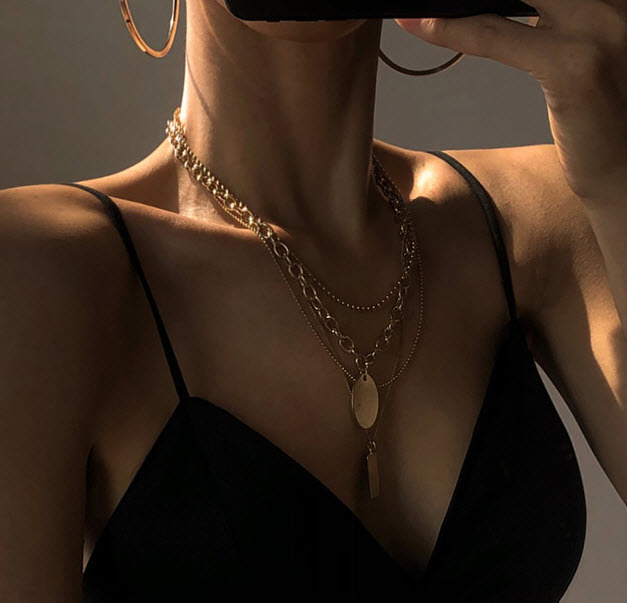 Acier Au Titane Plaqué Or 18K Mode Placage Géométrique Collier display picture 2