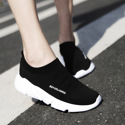 厂家直销秋季新款单鞋情侣潮流袜子鞋女休闲韩版运动女鞋一件代发|ms