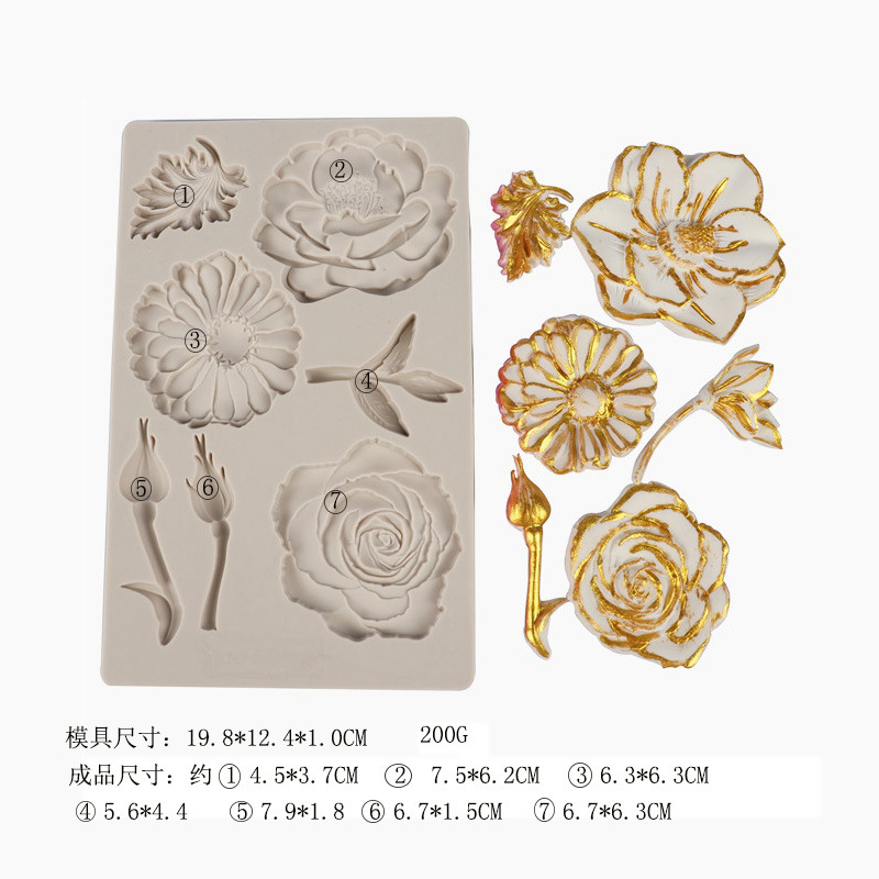 Nueva fondant Rosa molde de silicona crisantemo hornear pastel crema chocolate decoración DIY epoxi