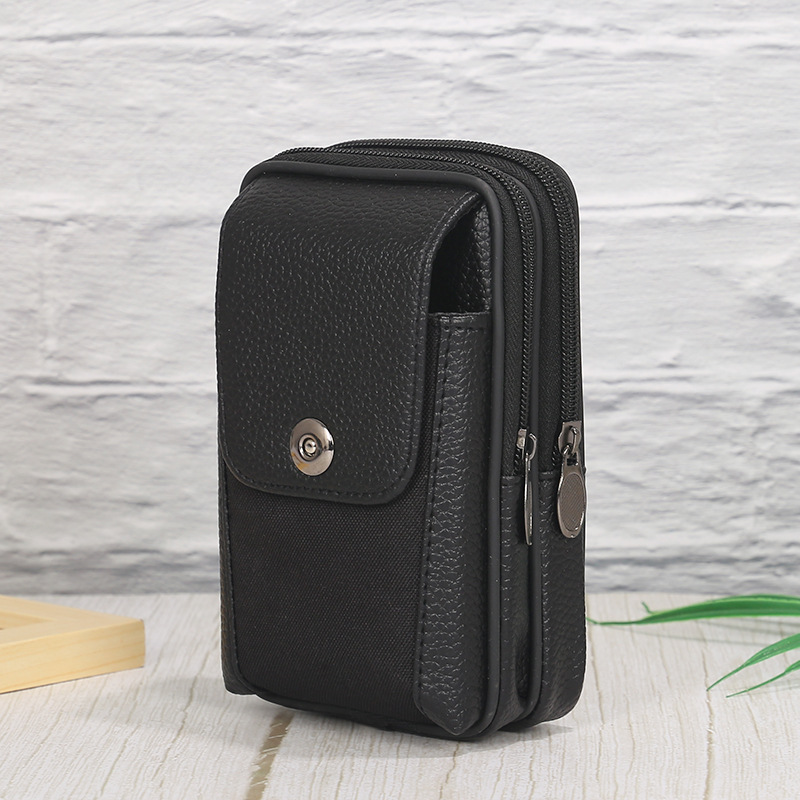 New Horizontal Vertical Mobile Phone Bag Men's Multi-Functional Leather Belt Mobile Phone Set Creative Mobile Phone Bag Gift Customization undefined