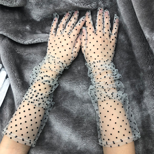 Sun protection gloves, summer thin mesh gloves, cycling and driving touch screen lace gloves