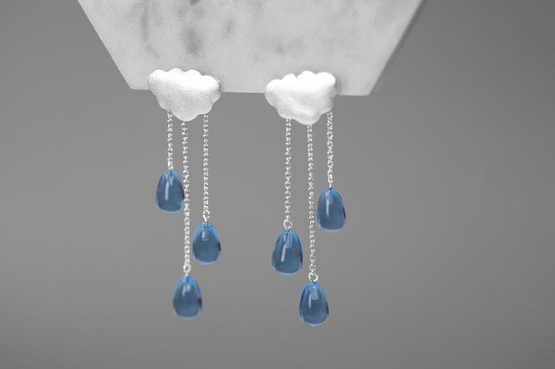 Fashion Cloud Shaped Tassel Raindrop Alloy Earrings display picture 5