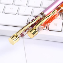 新款干花入油笔 金属水晶圆珠笔 广告礼品笔可印刷logo中性笔