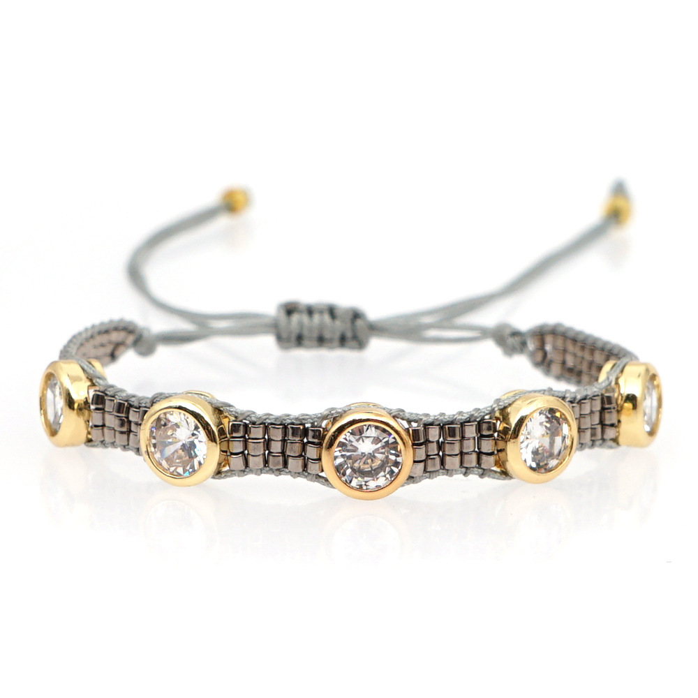 Diamond-studded Beaded Miyuki Rice Bead Bracelet display picture 6