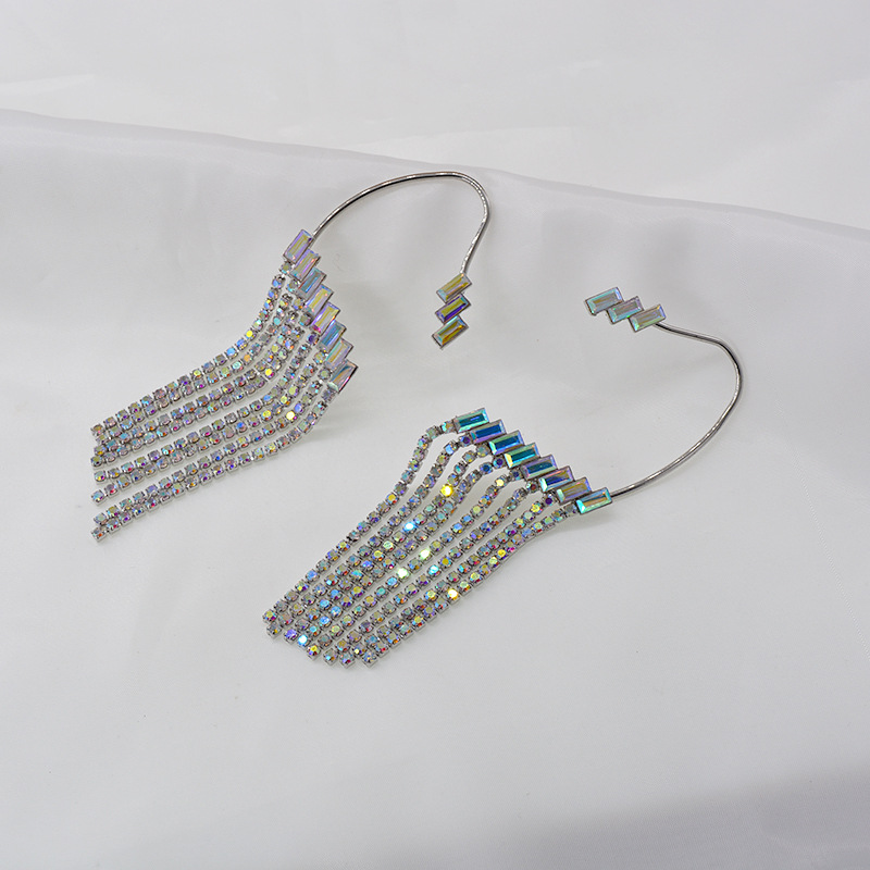 Aretes Con Borlas De Diamantes De Imitación display picture 3