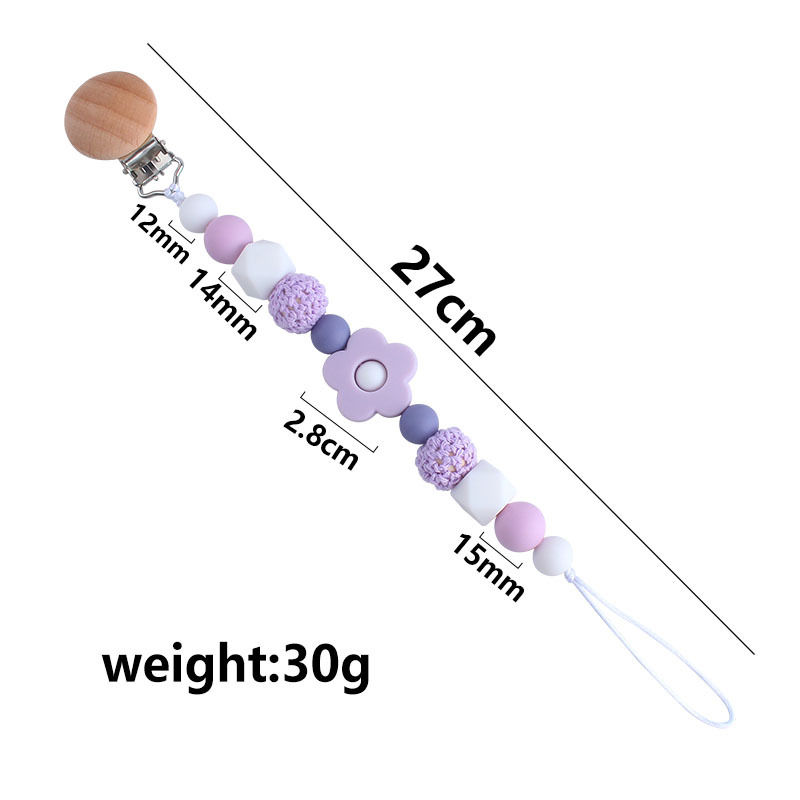 Nuevo bebé haya chupete clip bebé creativo calmante cuentas de silicona Rosa mordedor Cadena de chupete cadena anti-gota