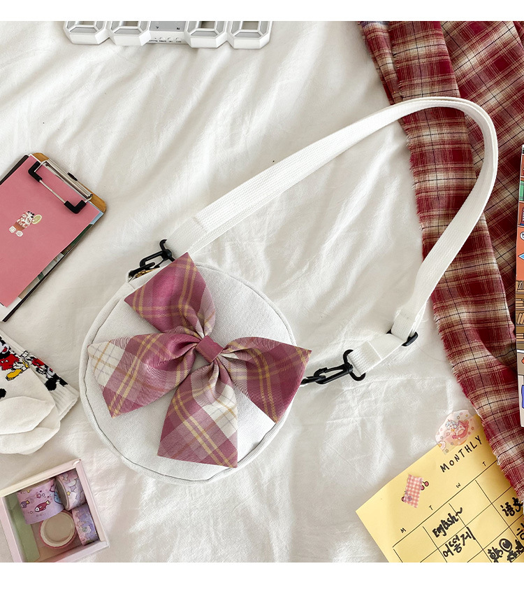 Cute Bow Canvas Vintage Lattice Bag display picture 29