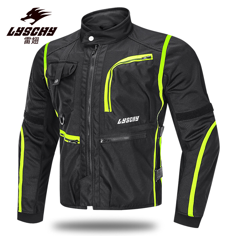 LYSCHY Thunder-wing Motorcycle Summer Mesh Breathable Riding Suit Men's Anti-fall Racing Suit Reflective Jacket Bike Suit