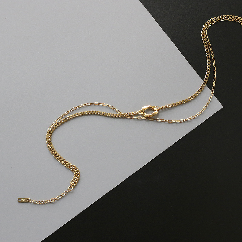 Wholesale Jewelry Double Layer Chain Titanium Steel Gold-plated Necklace Bracelet Nihaojewelry display picture 15