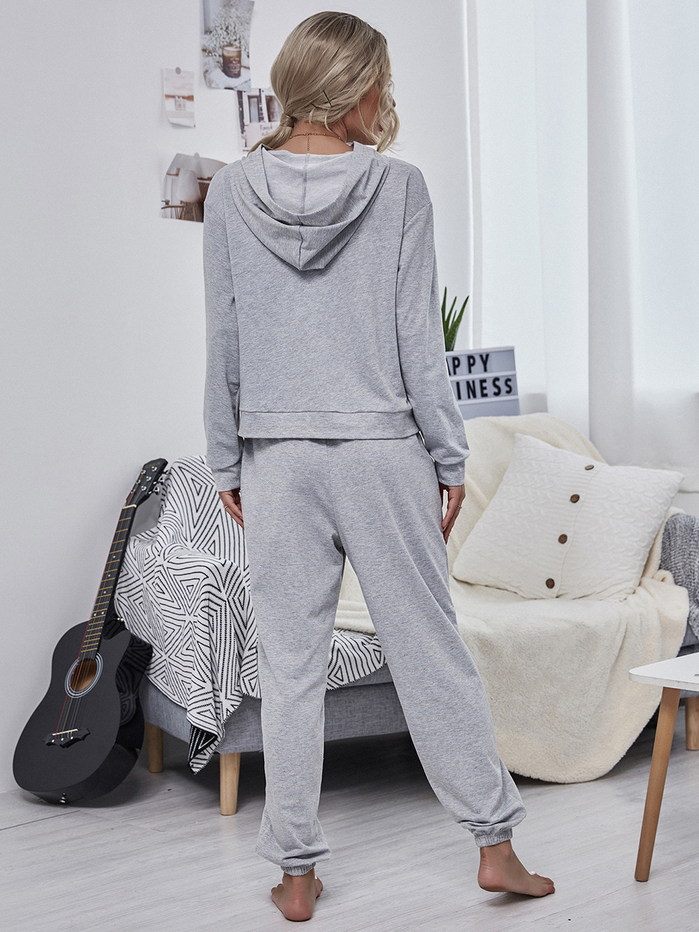 autumn new fashion casual hooded loose sports casual suit sweater two-piece suit NHDF92