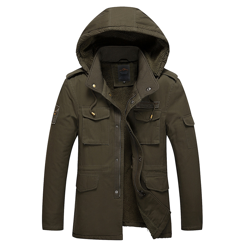 Nueva chaqueta acolchada de algodón para hombres de invierno de media longitud forrada de lana caliente chaqueta casual para hombres a prueba de frío Amazon al por mayor