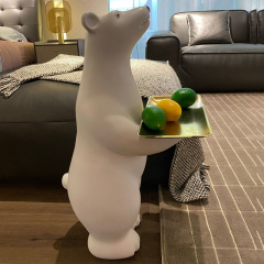 Creative polar bear floor-standing ornaments large animal storage tray living room entrance home decoration housewarming gift