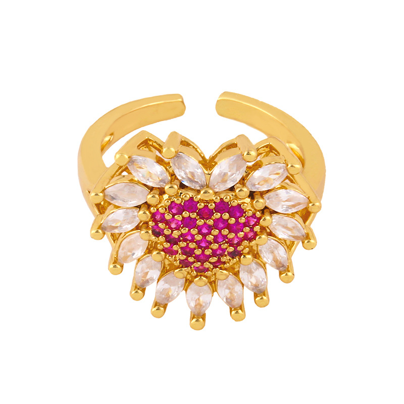 Fashion allmatch ring women copper ring micro diamond zircon love open ring wholesale nihaojewelrypicture7