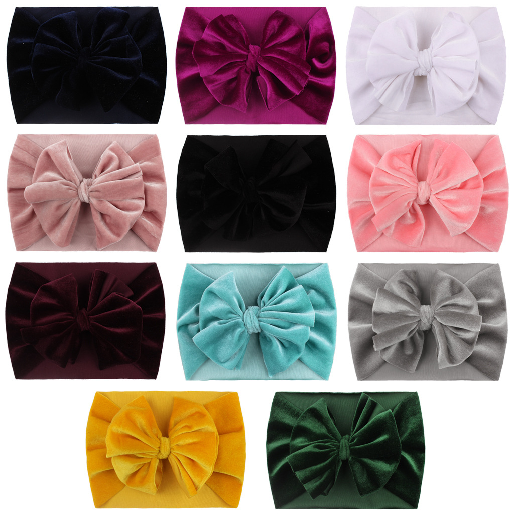 Fashion Bow Knot Gold Velvet Knitted Hair Band 1 Piece display picture 4