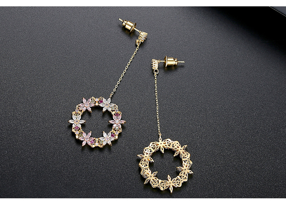 Jinse Qingzhi Boucles D'oreilles Mode Coréenne Simple Nouveau Zircon Boucles D'oreilles Doux Gland Plaqué Or Oreille Anneaux display picture 5