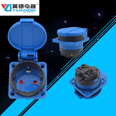 翼德墙壁欧德式圆盖IP54防水插座舞台灯光两圆孔插座16A 250V|ru