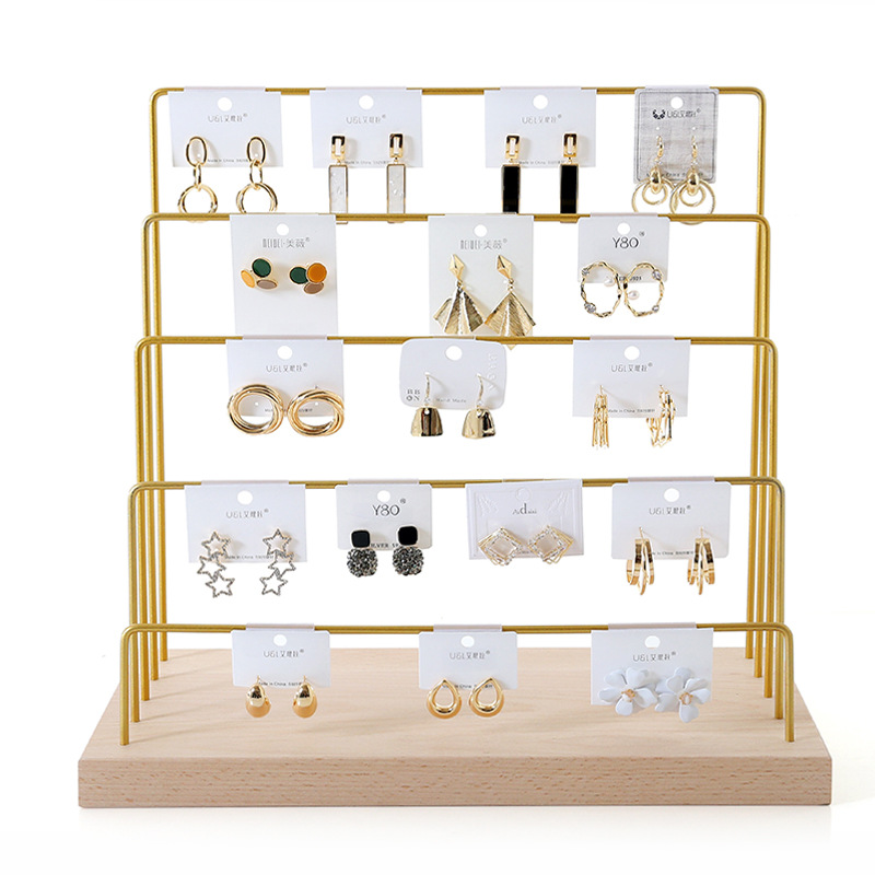 Simple Style Solid Color Solid Wood Iron Jewelry Rack display picture 4