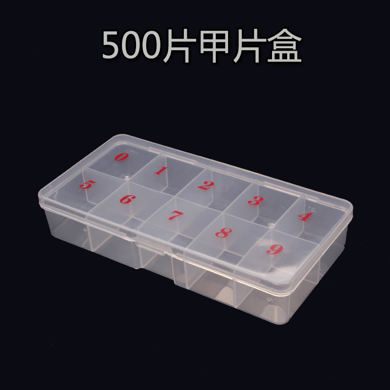 Suministros de uñas al por mayor caja de uñas 500 piezas caja de uñas translúcido caja de almacenamiento caja resistente a la caída