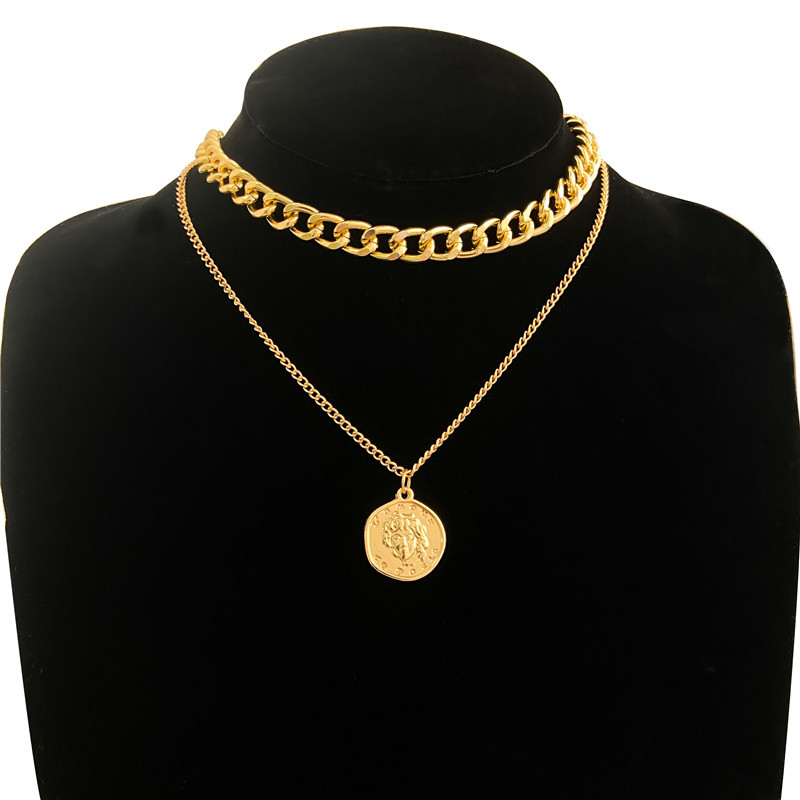 Stacked Simple Hip-Hop Niche Clavicle Chain Creative Alloy Cherry Pendant Double-Layer Necklace Exaggerated Thick Chain Necklace_voghion.com