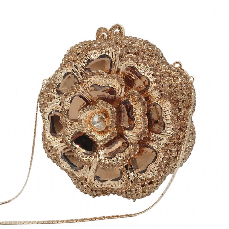 Túi clutch dạ hội kim loại đính kim cương, xách tay nữ thời trang dự tiệc — Màu đen, Đế Vàng Kim Cương, Nền vàng kim cương trắng, Màu bạc chi tiết 23